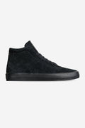 Melbek High black suede skate shoe with durable rubber outsole.