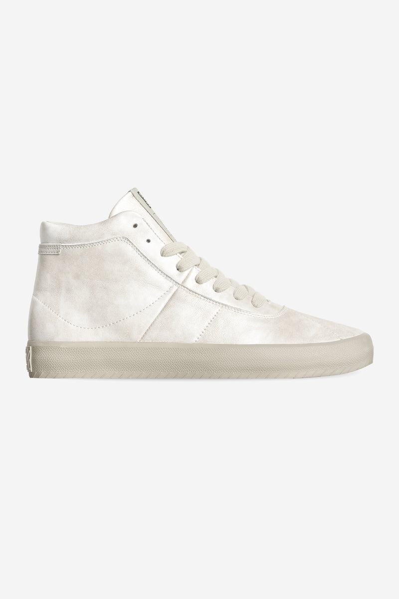 Melbek High white pearlized Montano skate shoe side view