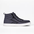 The Men's Charcoal/Black BILLY CS High by BILLY Footwear features black laces, a BILLY Full Wrap Zipper, black accents, and a white rubber sole, showcased on a plain white background.