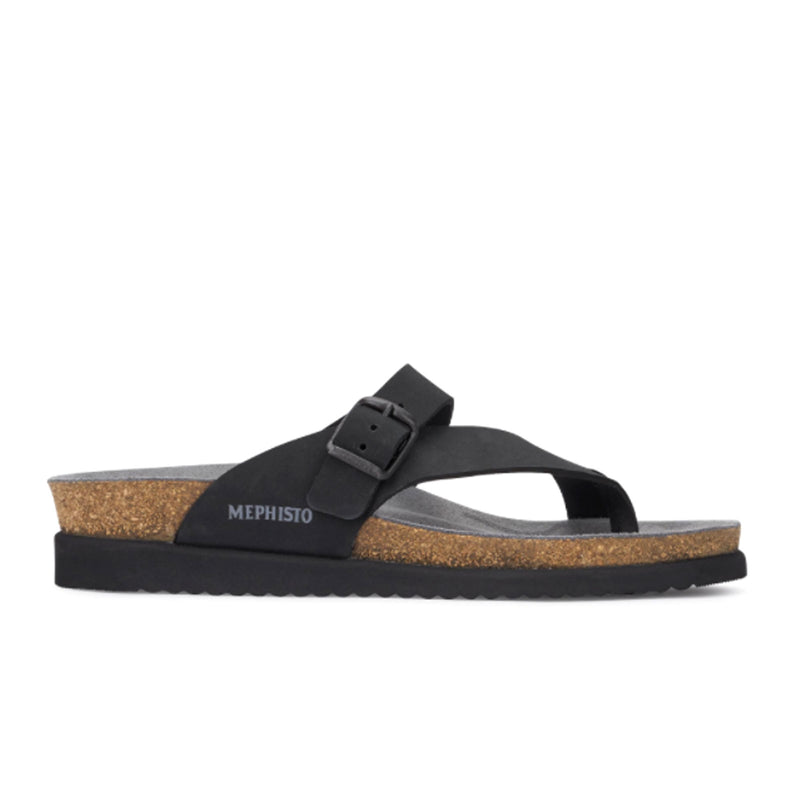 Mephisto Helen Sandal (Women) - Black Nubuck Sandal - Thong - The Heel Shoe Fitters