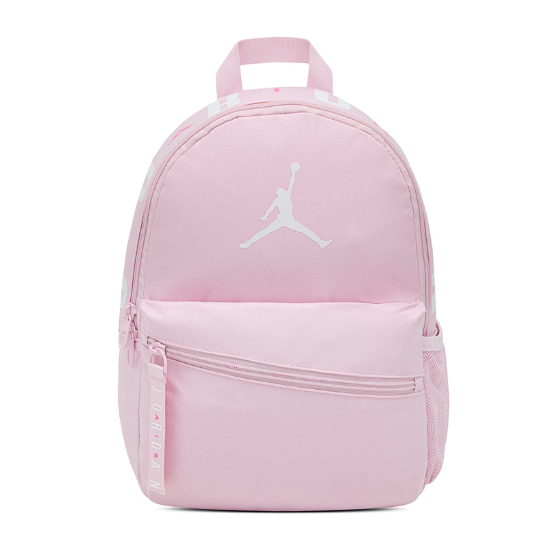 Medium soft pink mini backpack with Jordan logo and front zip pocket