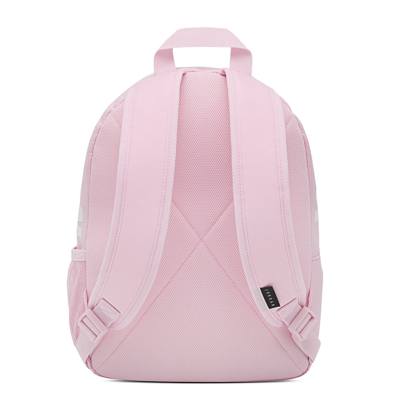 Medium soft pink mini backpack with padded back panel, mesh straps, and carry loop