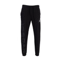 Black fleece jogger pants with drawstring and vertical Jordan wordmark graphic