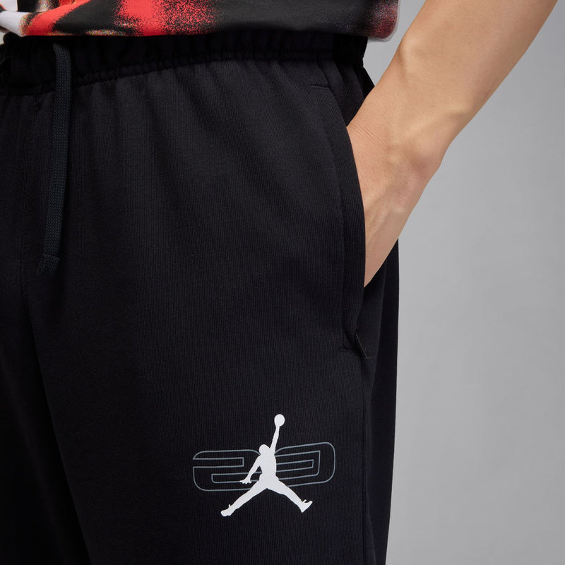 Black jogger waistband with drawstring and Jumpman logo on left thigh