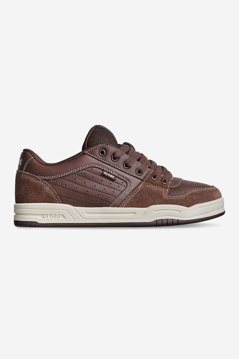 Mojo 2.0 Brown Antique sneaker in profile with brown leather panels and cream midsole