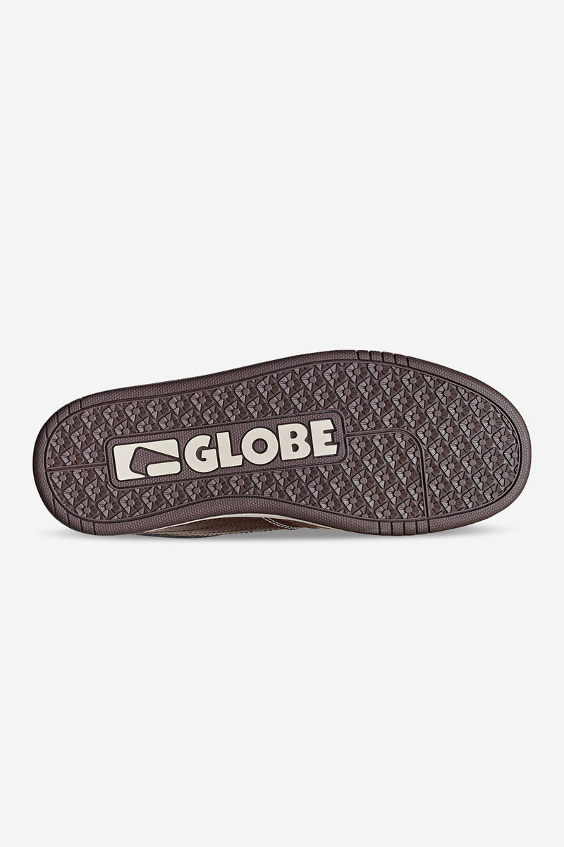 Bottom view of Mojo 2.0 Brown Antique showing textured outsole and Globe logo.