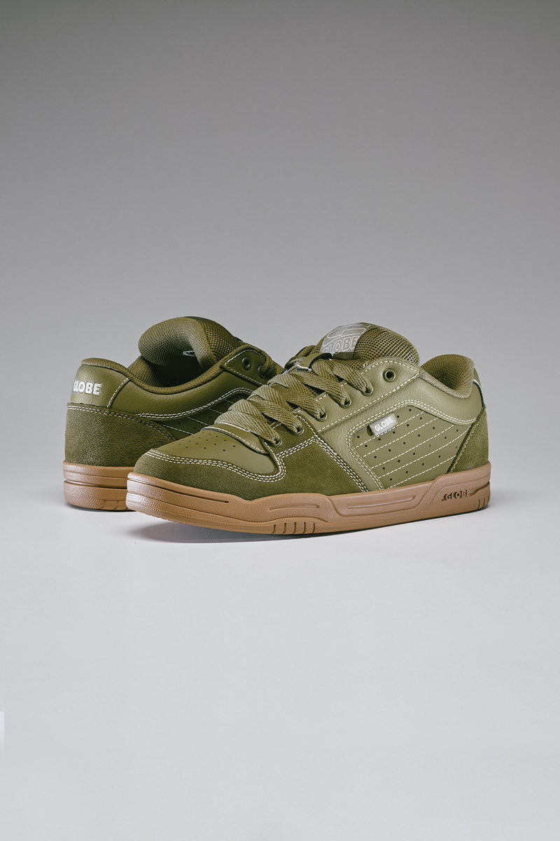 Mojo 2.0 olive gum sneakers with mixed upper materials and padded tongue
