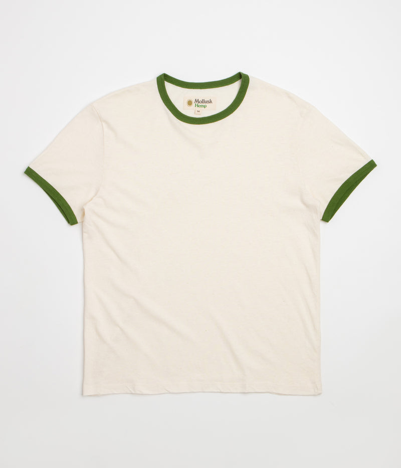 Mollusk Hemp Ringer T-Shirt in Natural and Rover Green