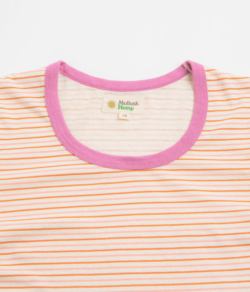Mollusk Womens Ringer T-Shirt in Pink Stripe