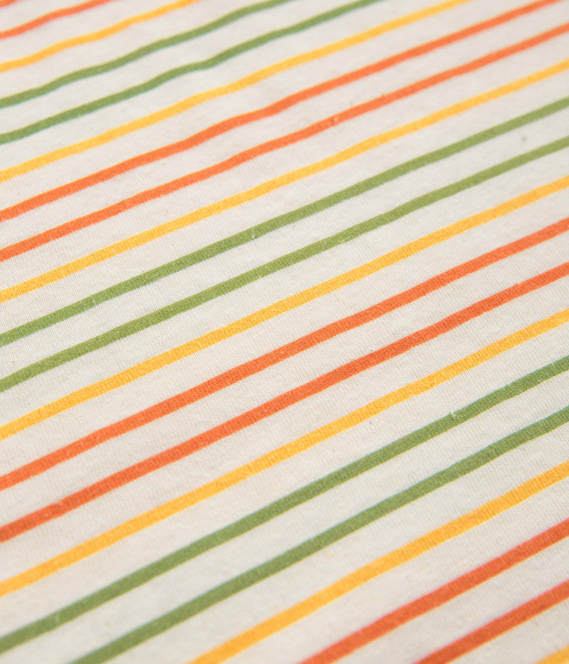Mollusk Womens Ringer T-Shirt in Red and Gold / Green Stripe