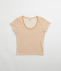 Mollusk Womens Scoop Ribsy T-Shirt in Orange Stripe