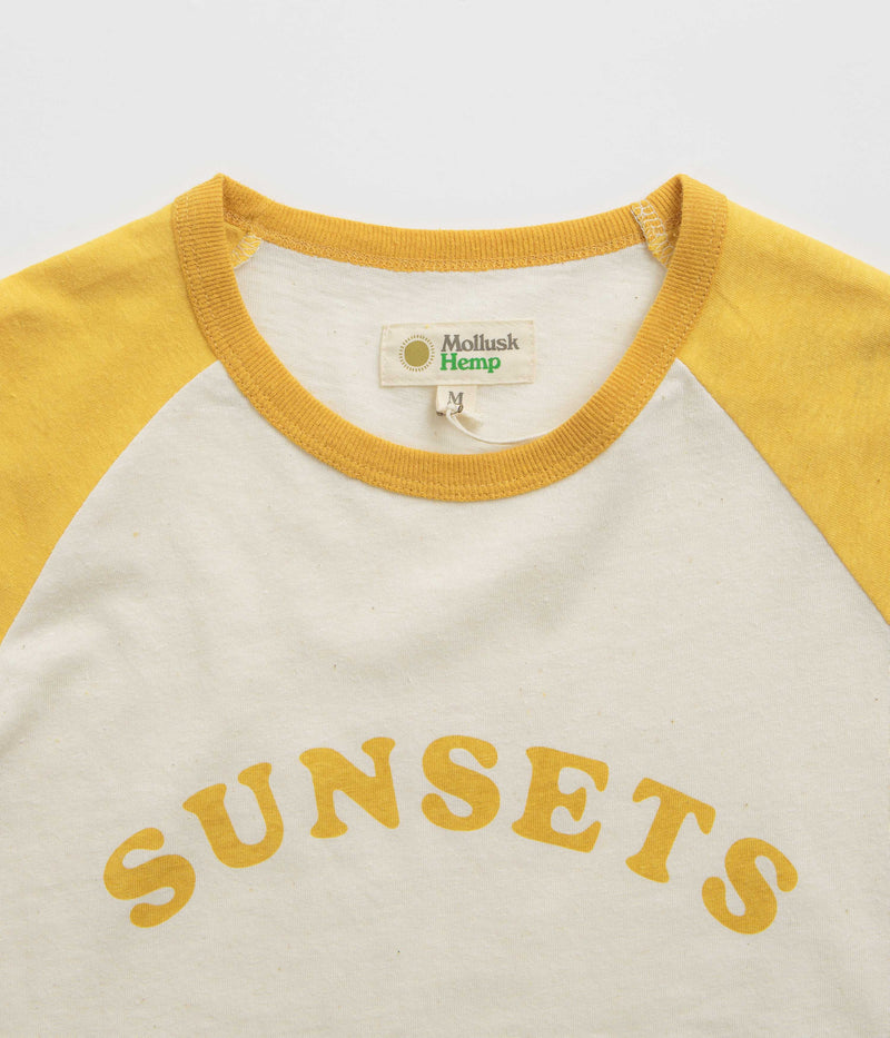 Mollusk Womens Sunsets Baseball T-Shirt in Yellow