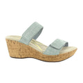 Naot Caveran Wedge Sandal (Women) - Teal Linen Leather Sandal - Heel/Wedge - The Heel Shoe Fitters