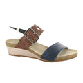 Naot Dynasty Wedge Sandal (Women) - Soft Ink Leather/Soft Chestnut Leather/Soft White Leather Sandal - Heel/Wedge - The Heel Shoe Fitters