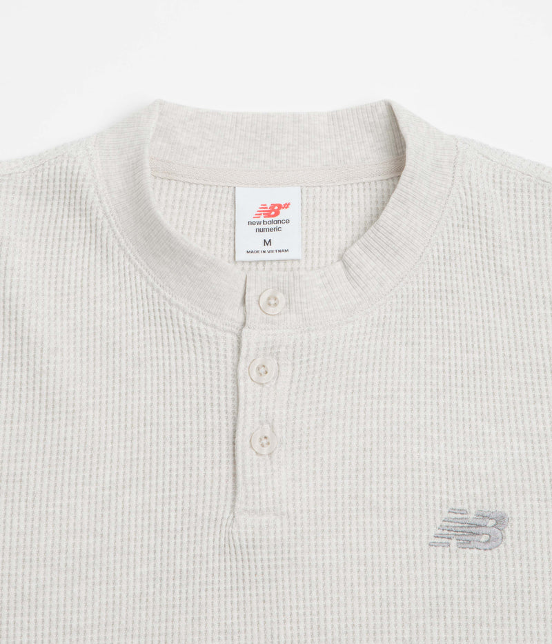 New Balance Numeric Henley Long Sleeve T-Shirt in Oatmeal Heather