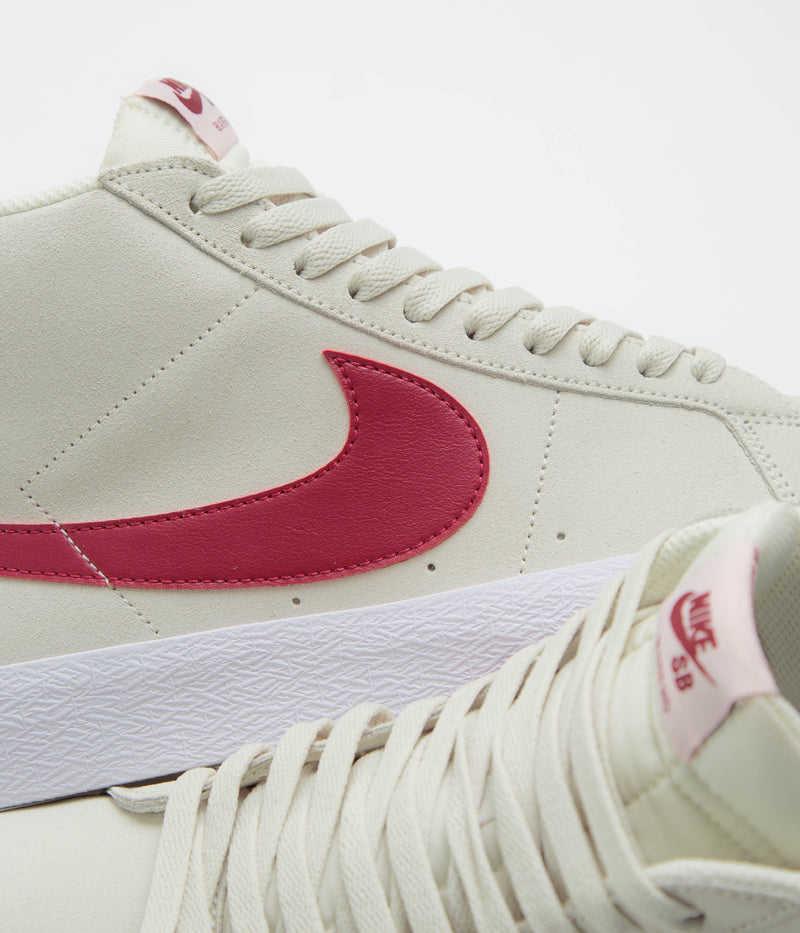 Nike SB Blazer Mid Shoes in Pale Ivory and Noble Red and Silt Red - White