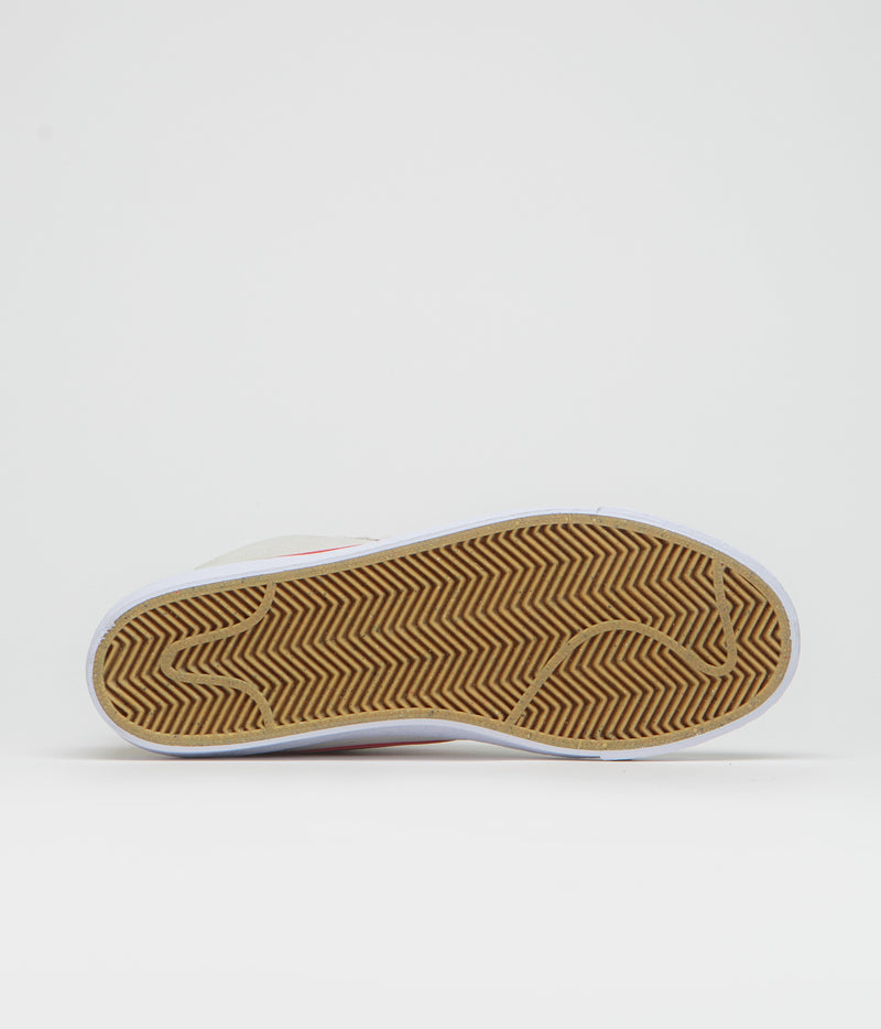 Nike SB Blazer Mid Shoes in Pale Ivory and Noble Red and Silt Red - White