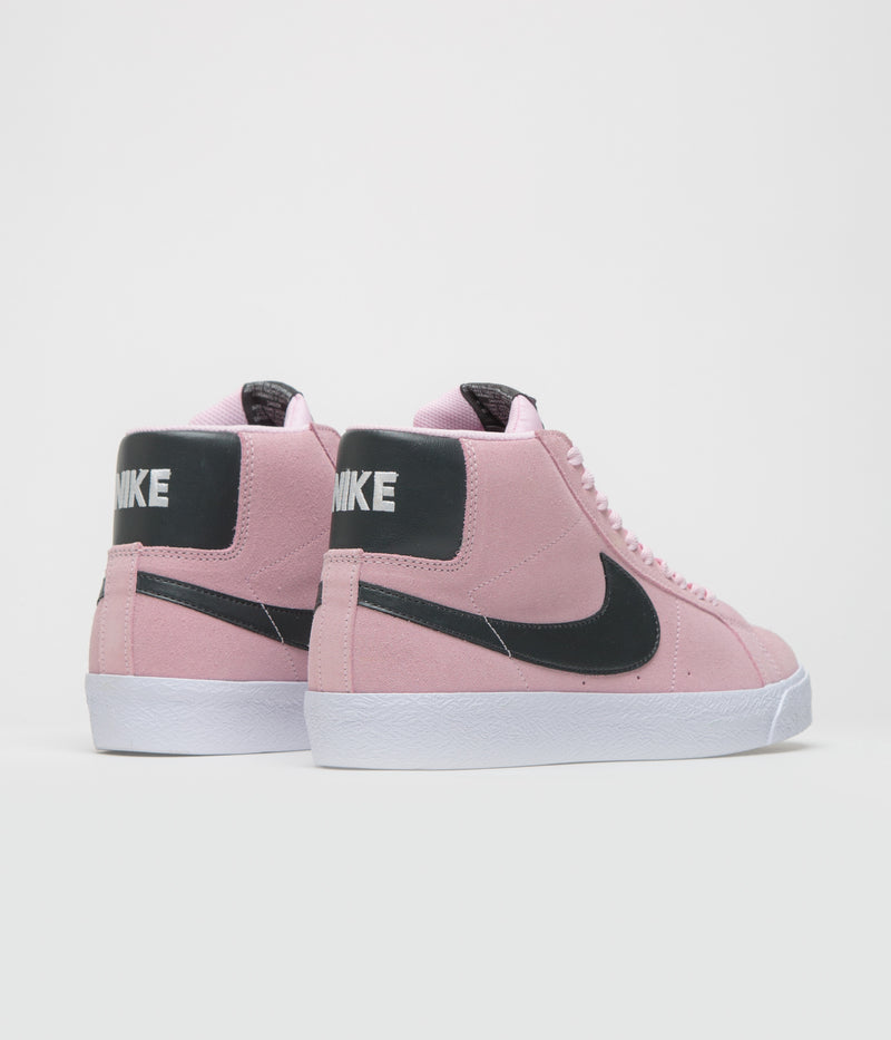 Nike SB Blazer Mid Shoes in Pink Foam and Anthracite and White - Gum Yellow