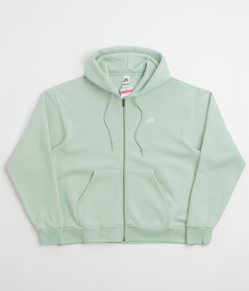 Nike SB Essential Logo Full Zip Hoodie in Pistachio Frost and White