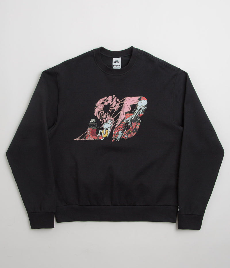 Nike SB Graphic Logo Crewneck Sweatshirt in Black and White