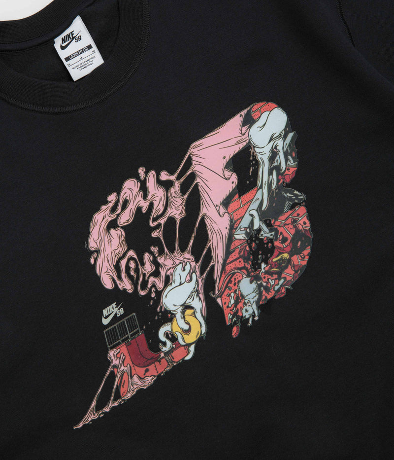 Nike SB Graphic Logo Crewneck Sweatshirt in Black and White