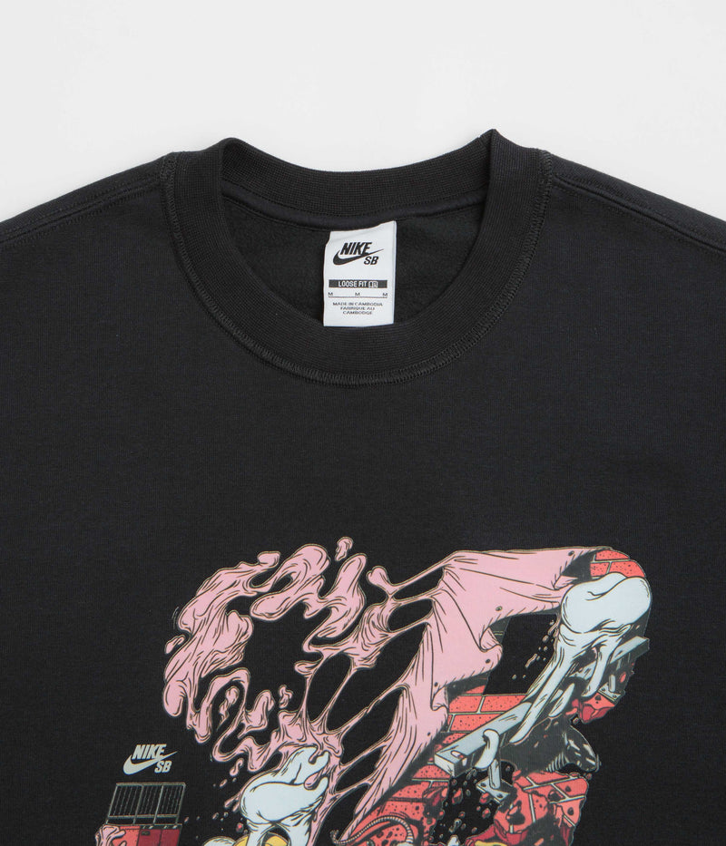 Nike SB Graphic Logo Crewneck Sweatshirt in Black and White