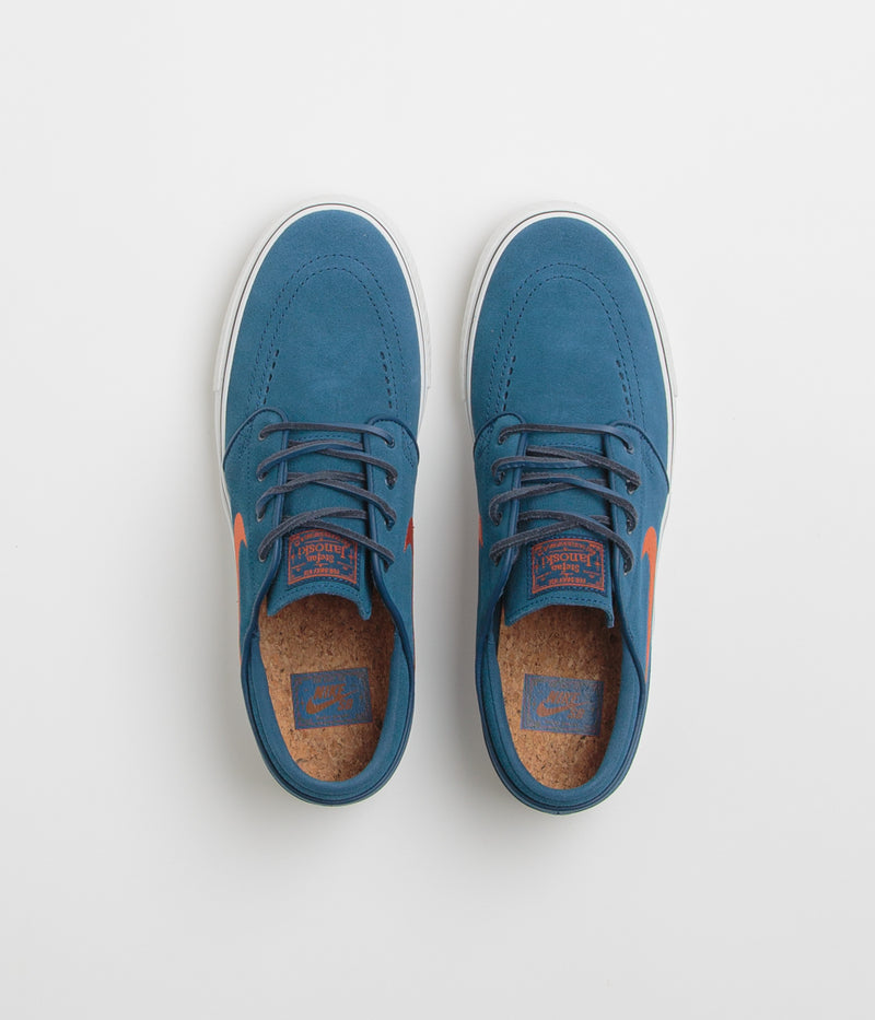 Nike SB Janoski OG+ Shoes in Blue Force and Campfire Orange and Blue Force