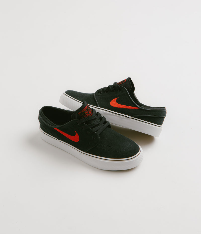 Nike SB Kids Stefan Janoski Shoes in Black and University Red and Black - Summit White