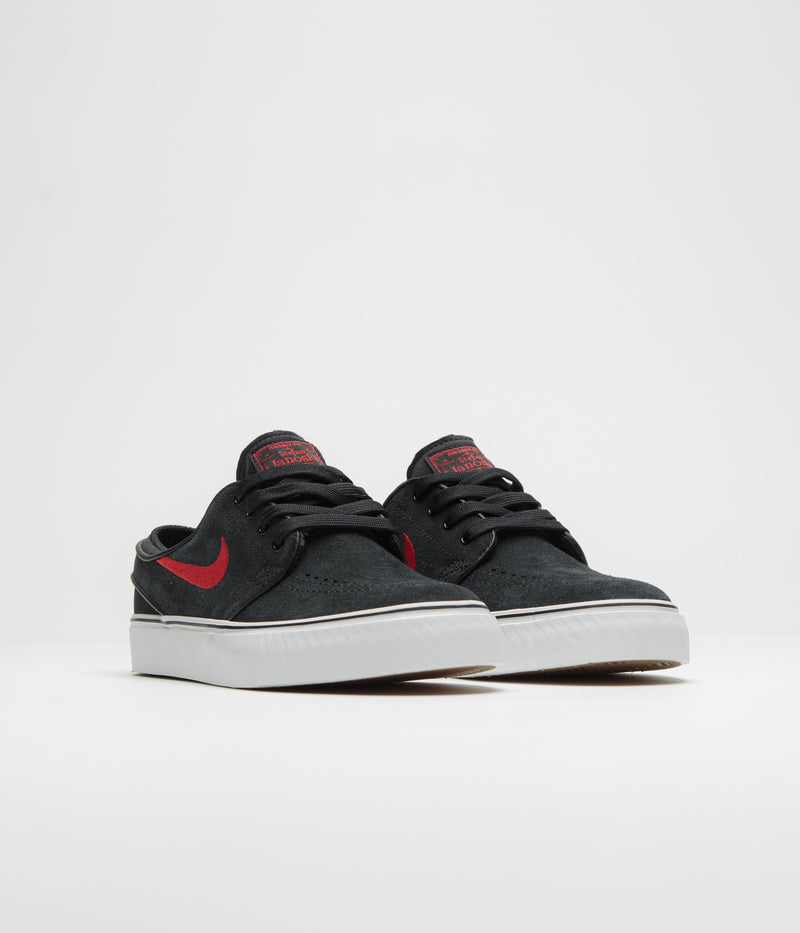 Nike SB Kids Stefan Janoski Shoes in Black and University Red and Black - Summit White