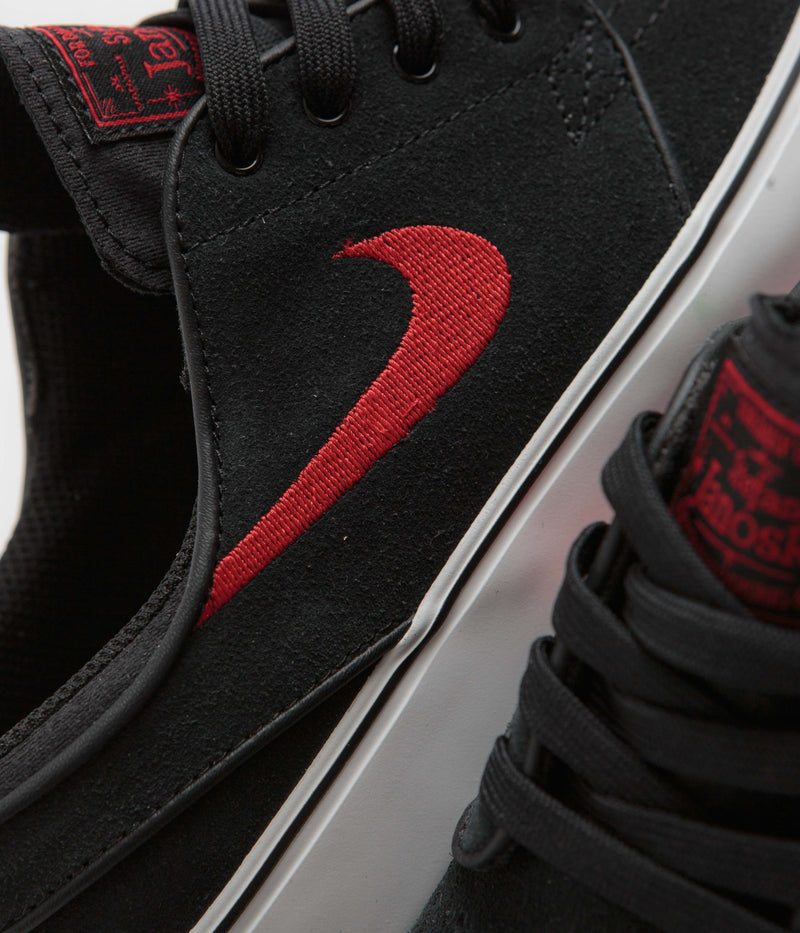 Nike SB Kids Stefan Janoski Shoes in Black and University Red and Black - Summit White