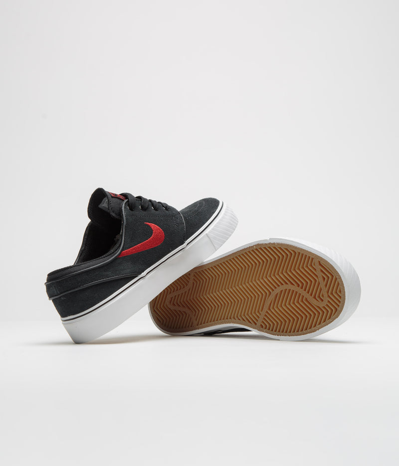 Nike SB Kids Stefan Janoski Shoes in Black and University Red and Black - Summit White