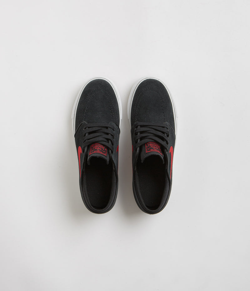 Nike SB Kids Stefan Janoski Shoes in Black and University Red and Black - Summit White