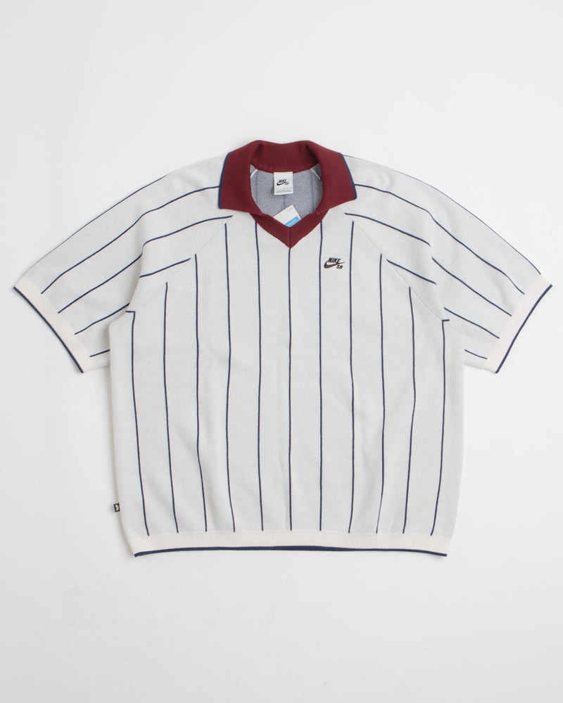 Nike SB Striped Polo Shirt in Sail and Midnight Navy / Dark Team Red