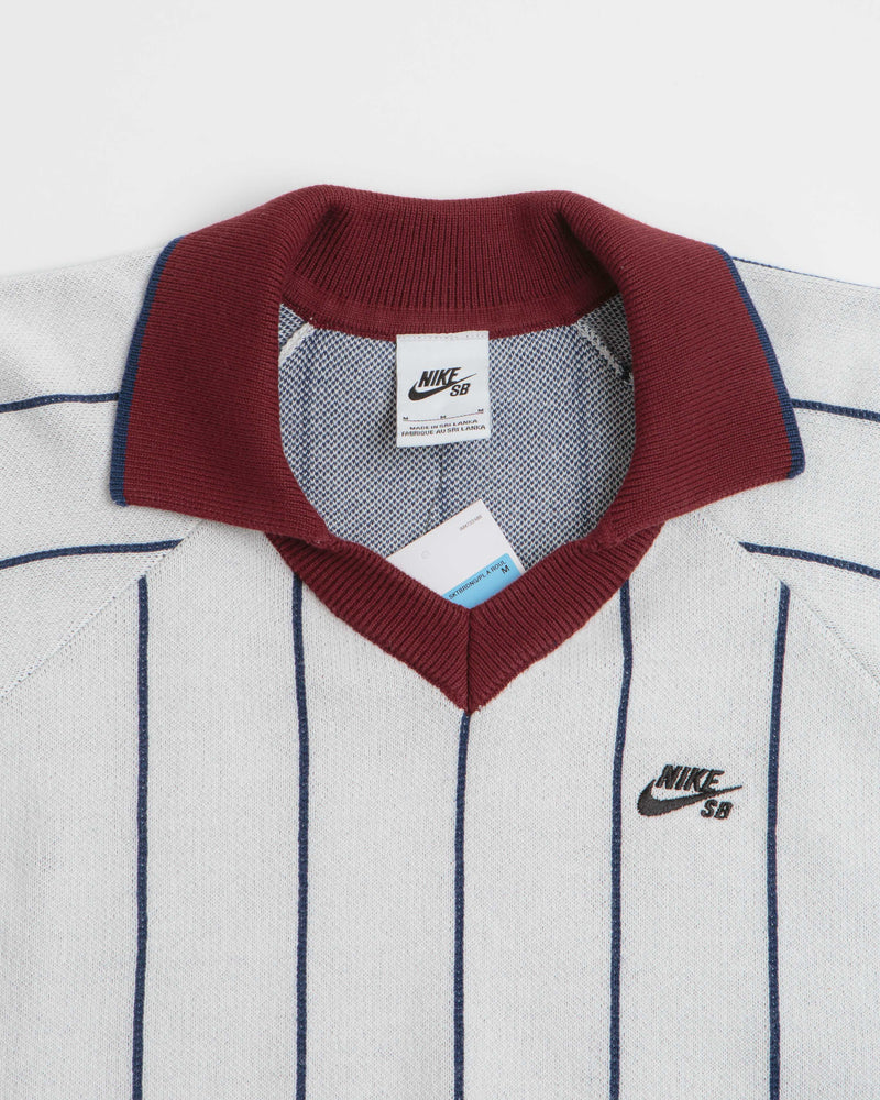 Nike SB Striped Polo Shirt in Sail and Midnight Navy / Dark Team Red