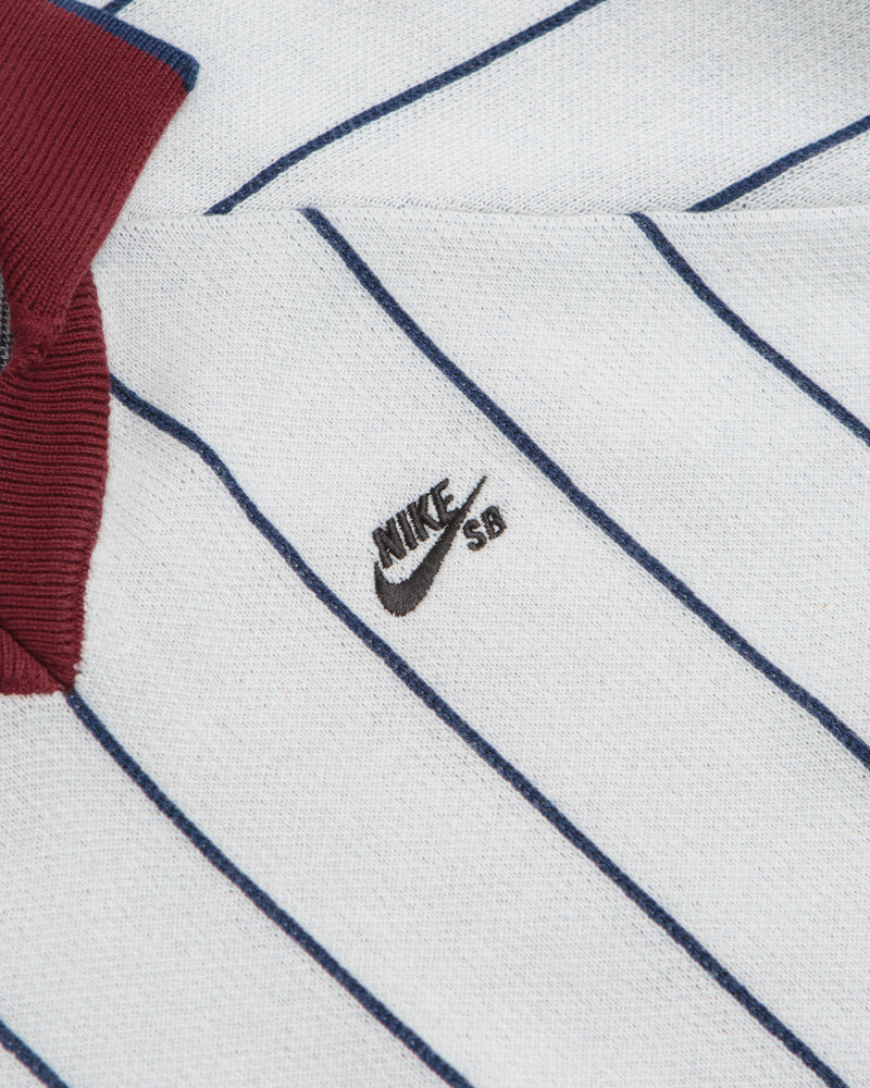 Nike SB Striped Polo Shirt in Sail and Midnight Navy / Dark Team Red