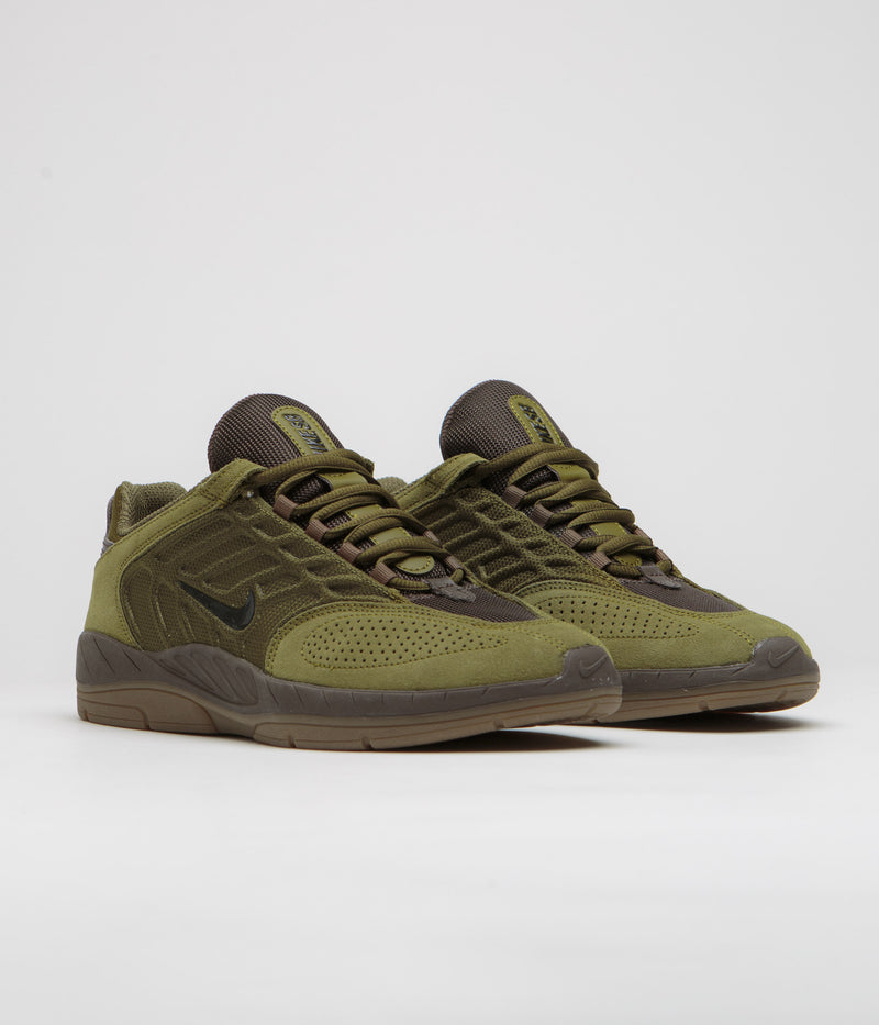 Nike SB Vertebrae Shoes in Olive Flak and Black and Baroque Brown