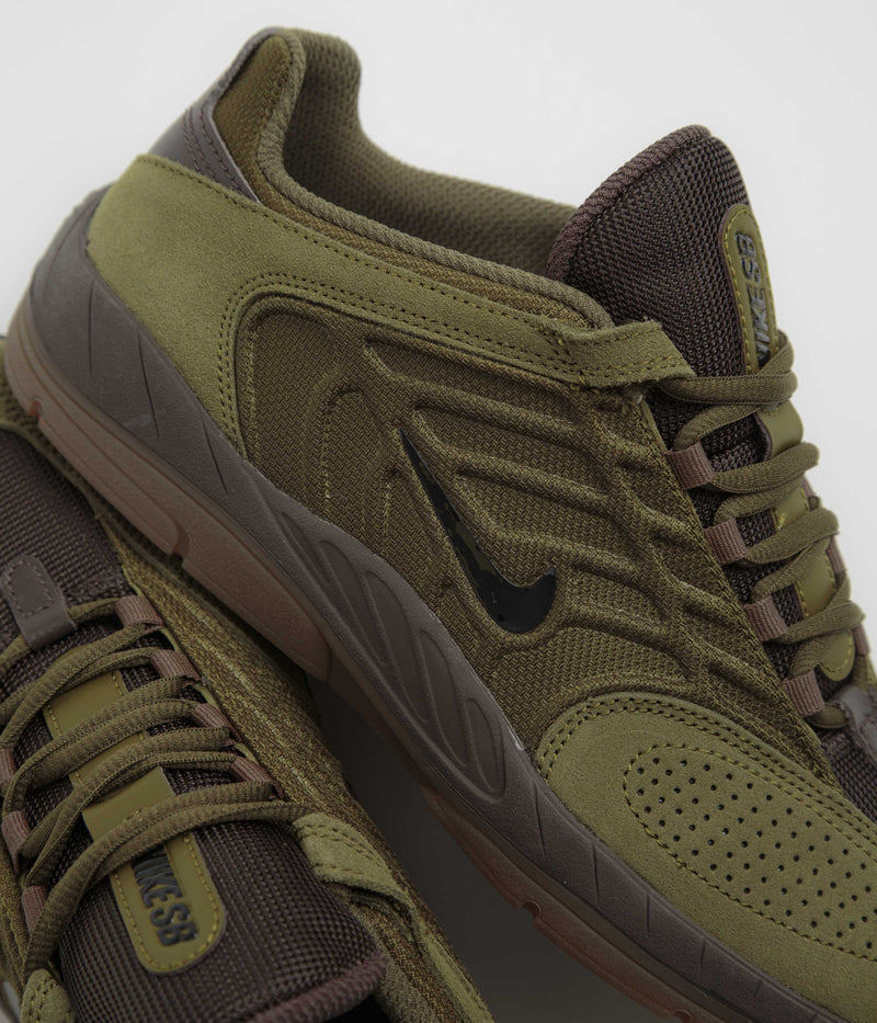Nike SB Vertebrae Shoes in Olive Flak and Black and Baroque Brown