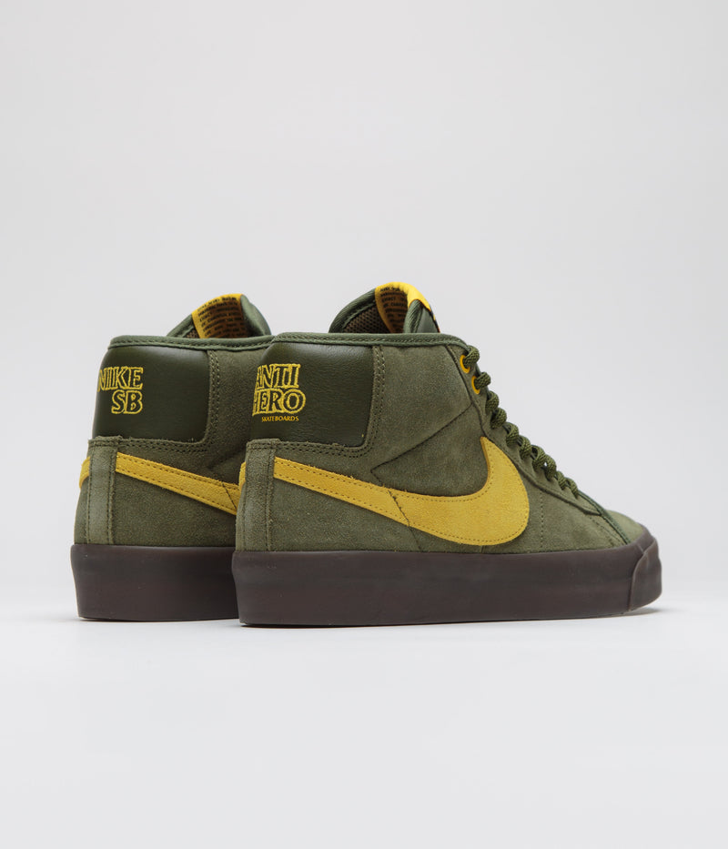 Nike SB x Antihero Blazer Mid Shoes in Rough Green and Amarillo and Rough Green