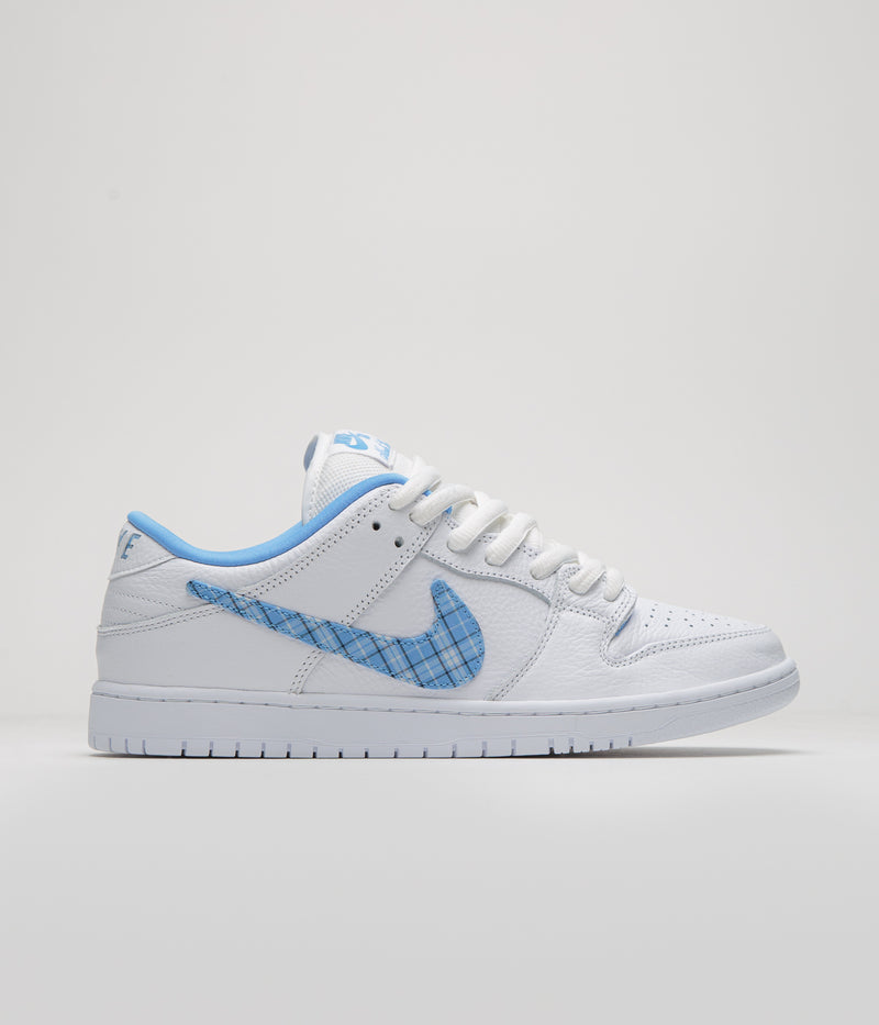 Nike SB x Nicole Hause Dunk Low Shoes in White and University Blue / White / Midnight Navy / Pure Platinum