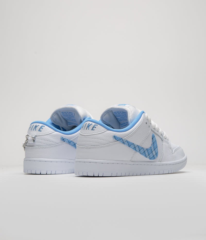 Nike SB x Nicole Hause Dunk Low Shoes in White and University Blue / White / Midnight Navy / Pure Platinum
