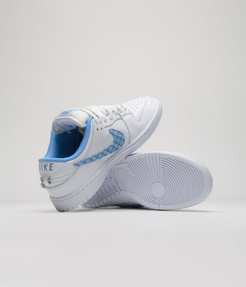 Nike SB x Nicole Hause Dunk Low Shoes in White and University Blue / White / Midnight Navy / Pure Platinum