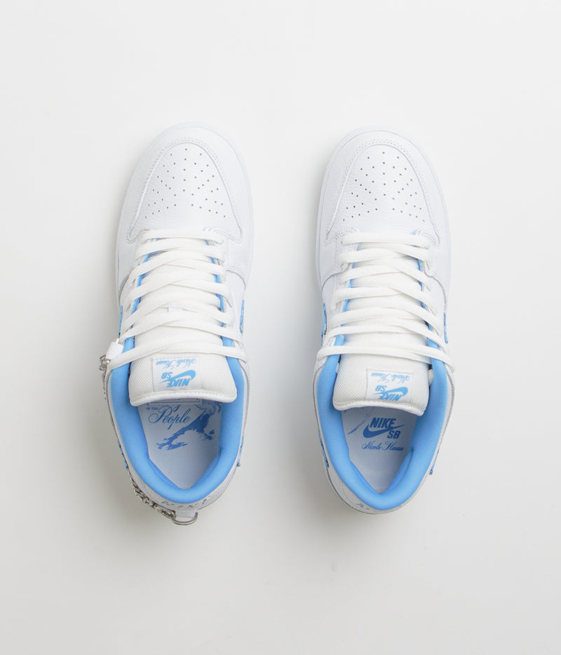 Nike SB x Nicole Hause Dunk Low Shoes in White and University Blue / White / Midnight Navy / Pure Platinum