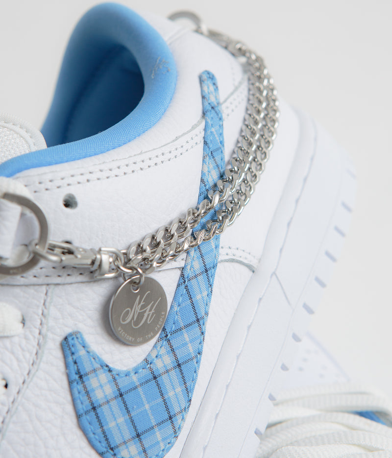 Nike SB x Nicole Hause Dunk Low Shoes in White and University Blue / White / Midnight Navy / Pure Platinum