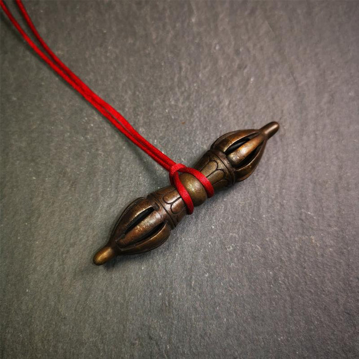 Nine-pronged Vajra 2.56" - Tibetan Buddhist vajra, detailed view