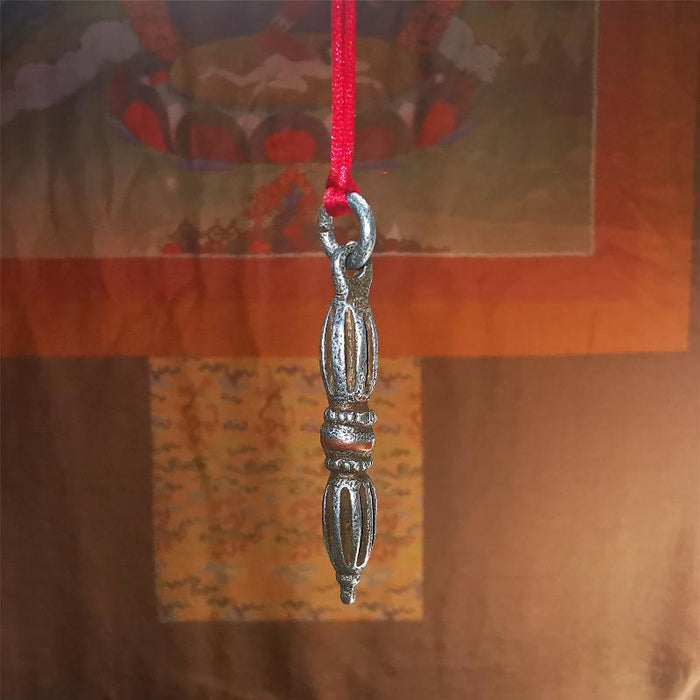 Nine-pronged Vajra Pendant 1.97" - Tibetan Buddhist vajra, close-up detail