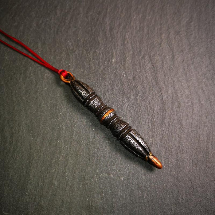 Nine-pronged Vajra Pendant 3.5" - Tibetan Buddhist vajra, close-up detail