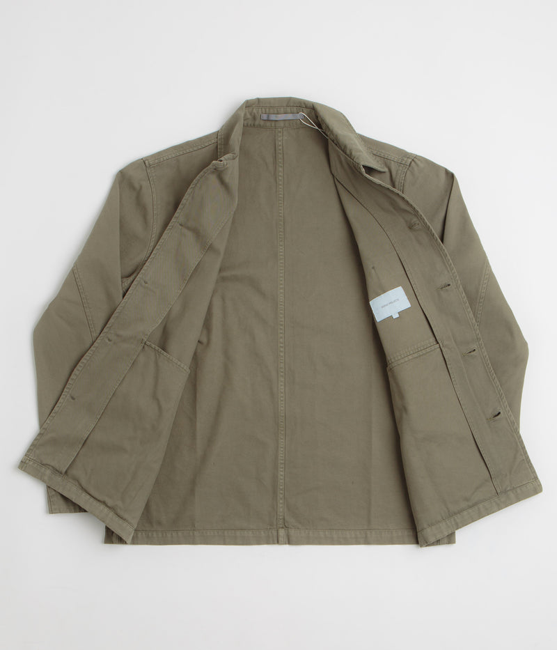 Norse Projects Standard Twill Overshirt in Sediment Green