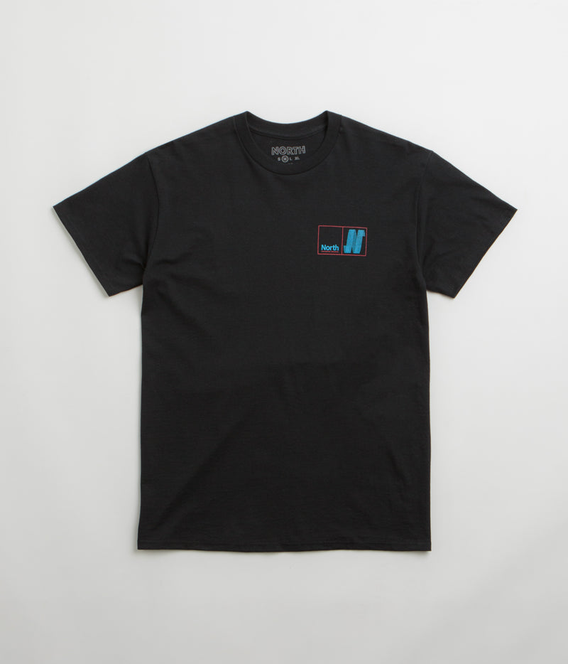 North N Logo T-Shirt in Black and Blue / Red