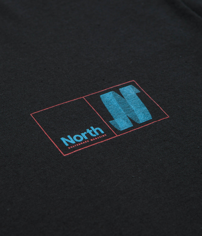 North N Logo T-Shirt in Black and Blue / Red