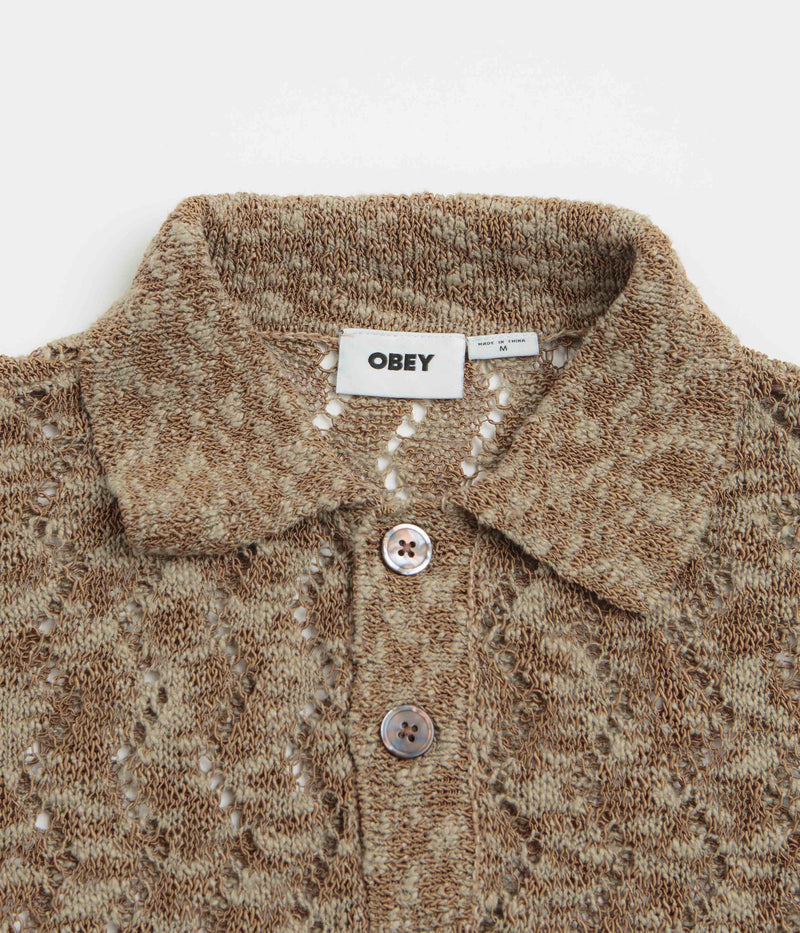 Obey Andre Polo Short Sleeve Sweatshirt in Toffee Brown